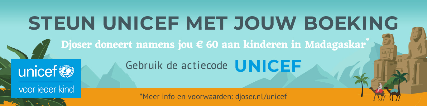 Steun UNICEF met jouw boeking. Djoser doneert namens jou € 60 aan kinderen in Madagaskar. Gebruik de actiecode: UNICEF.