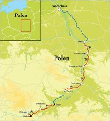 Routekaart Fietsreis Polen, 9 dagen