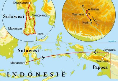 Routekaart Rondreis Sulawesi & Papoea, 21 dagen