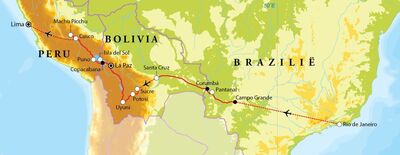 Routekaart Van Rio de Janeiro naar Lima, 24 dagen