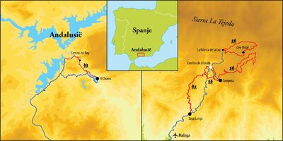 Routekaart Wandelreis Andalusië - Spanje, 8 dagen Routekaart Wandelreis Andalusië - Spanje, 8 dagen