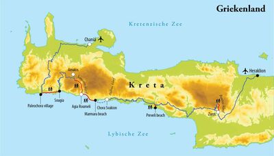 Routekaart Wandelreis Kreta, 8 dagen Routekaart Wandelreis Kreta, 8 dagen