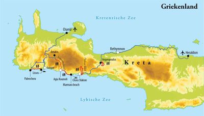 Routekaart Wandelreis Kreta, 8 dagen
