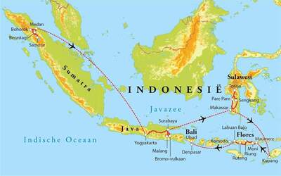 Routekaart Rondreis Indonesië, 40 dagen Routekaart Rondreis Indonesië, 40 dagen