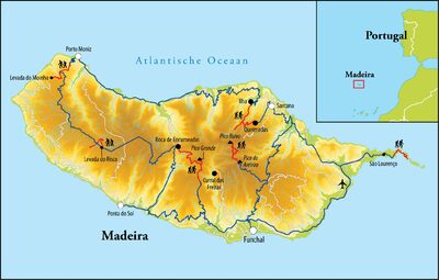 Routekaart Wandelreis Madeira - Portugal, 8 dagen Routekaart Wandelreis Madeira - Portugal, 8 dagen
