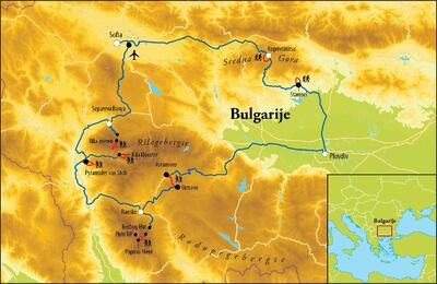 Routekaart Wandelreis Bulgarije Routekaart Wandelreis Bulgarije
