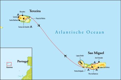 Routekaart Fietsreis Azoren, 10 dagen
