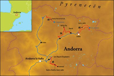 Routekaart Wandelreis Andorra, 8 dgn