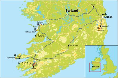 Routekaart Wandelreis Ierland, 8 dagen