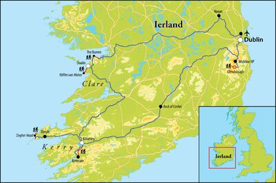 Routekaart Wandelreis Ierland, 8 dagen Routekaart Wandelreis Ierland, 8 dagen