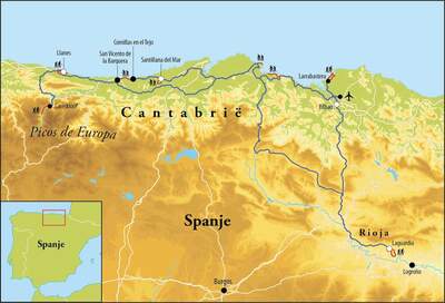 Routekaart Wandelreis Noord-Spanje, 8 dagen Routekaart Wandelreis Noord-Spanje, 8 dagen