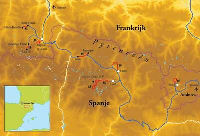 Routekaart Wandelreis Pyreneeën, 13 dagen Routekaart Wandelreis Pyreneeën, 13 dagen