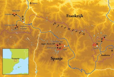 Routekaart Wandelreis Pyreneeën, 13 dagen