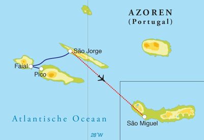 Routekaart Rondreis Azoren, 10 dagen Routekaart Rondreis Azoren, 10 dagen