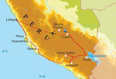 Routekaart Rondreis Peru, 21 dagen Routekaart Rondreis Peru, 21 dagen