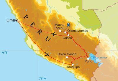 Routekaart Rondreis Peru, 14 dagen Routekaart Rondreis Peru, 14 dagen