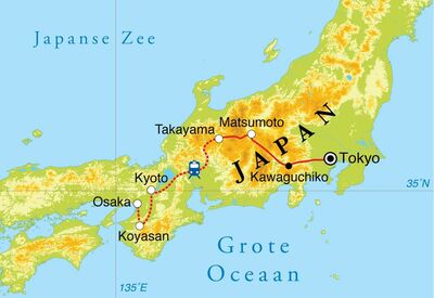 Routekaart Rondreis Japan, 15 dagen Routekaart Rondreis Japan, 15 dagen