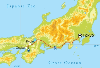 Routekaart Rondreis Japan, 10 dagen Routekaart Rondreis Japan, 10 dagen