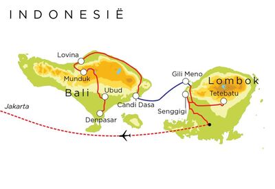 Routekaart Bali, Gili & Lombok, 18 dagen