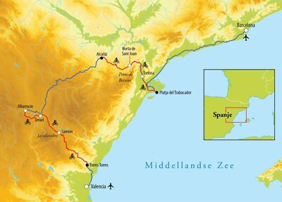 Routekaart Fietsreis Spanje, 8 dagen Routekaart Fietsreis Spanje, 8 dagen