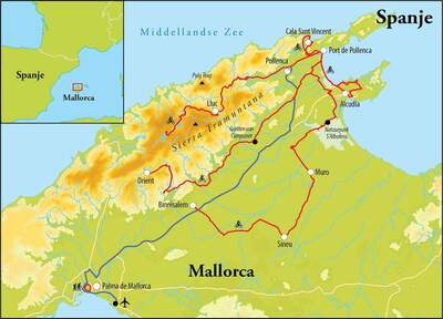 Routekaart Fietsreis Mallorca, 8 dagen