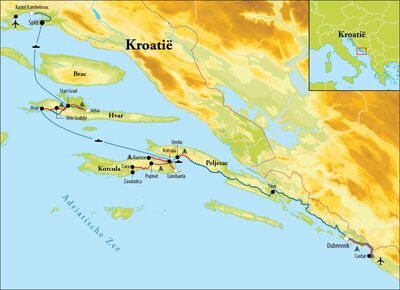 Routekaart Fietsreis Kroatië, 8/9 dagen