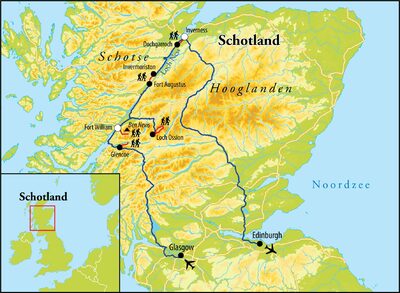 Routekaart Wandelreis Schotland, 8 dagen