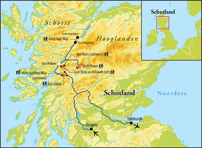 Routekaart Wandelreis Schotland, 8 dagen