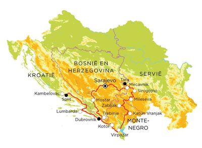 Routekaart Servië, Bosnië en Herzegovina, Kroatië & Montenegro, 18 dagen