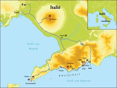 Routekaart Wandelreis Amalfikust - Italië, 8 dagen Routekaart Wandelreis Amalfikust - Italië, 8 dagen