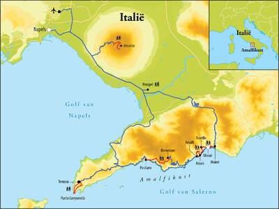 Routekaart Wandelreis Amalfikust - Italië, 8 dagen