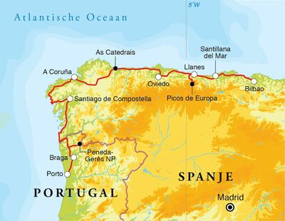 Routekaart Rondreis Spanje & Portugal, 13 dagen Routekaart Rondreis Spanje & Portugal, 13 dagen