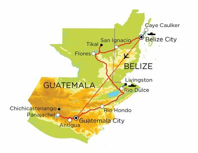Routekaart Guatemala & Belize, 19 dagen met de kinderen Routekaart Guatemala & Belize, 19 dagen met de kinderen