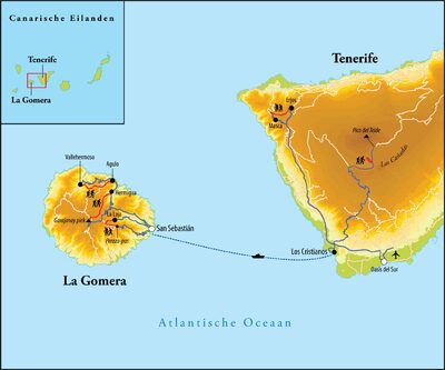 Routekaart Wandelreis Tenerife & La Gomera - Spanje, 8 dagen Routekaart Wandelreis Tenerife & La Gomera - Spanje, 8 dagen