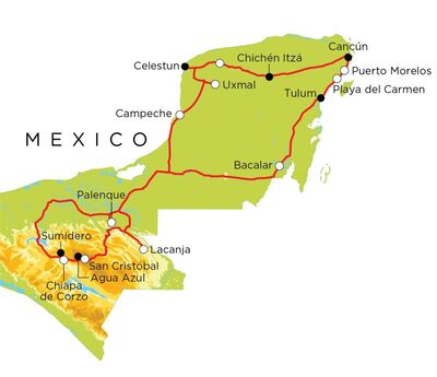 Routekaart Mexico, 21 dagen