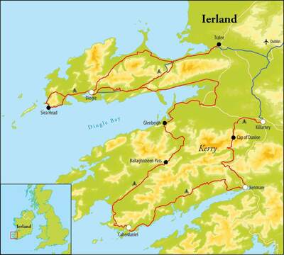 Routekaart Fietsreis Ierland, 8 dagen Routekaart Fietsreis Ierland, 8 dagen