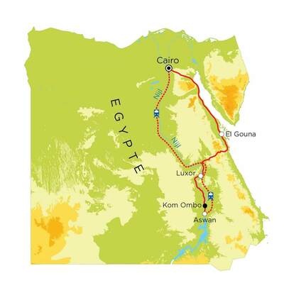 Routekaart Egypte, 15 dagen Routekaart Egypte, 15 dagen