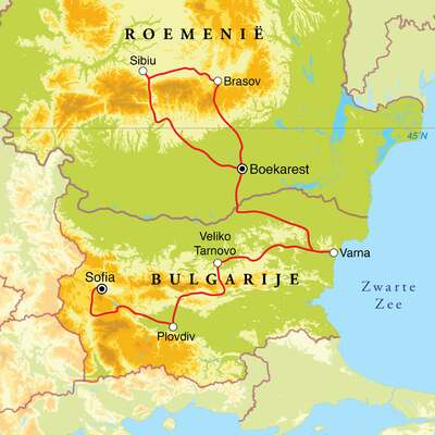 Routekaart Rondreis Bulgarije & Roemenië, 14 dagen Routekaart Rondreis Bulgarije & Roemenië, 14 dagen