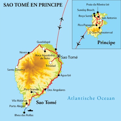 Routekaart Rondreis Sao Tomé en Principe, 16 dagen