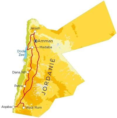Routekaart Jordanië, 8 dagen Routekaart Jordanië, 8 dagen