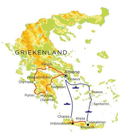 Routekaart Griekenland, 20 dagen Routekaart Griekenland, 20 dagen