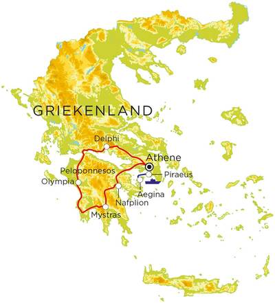 Routekaart Griekenland, 9 dagen Routekaart Griekenland, 9 dagen