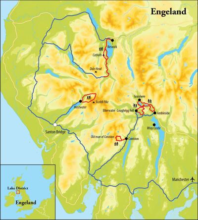 Routekaart Wandelreis Lake District - Engeland, 8 dagen