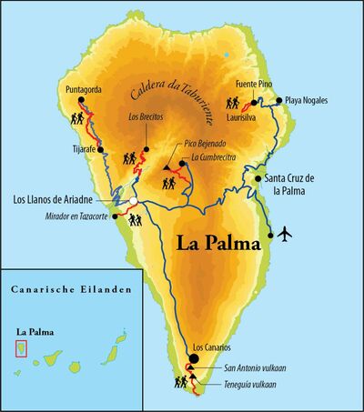 Routekaart Wandelreis La Palma - Spanje, 8 dagen