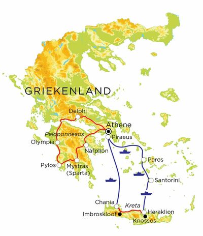 Routekaart Griekenland, 20 dagen
