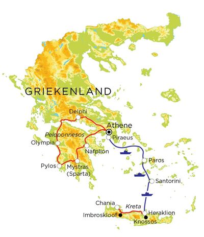 Routekaart Griekenland, 20 dagen