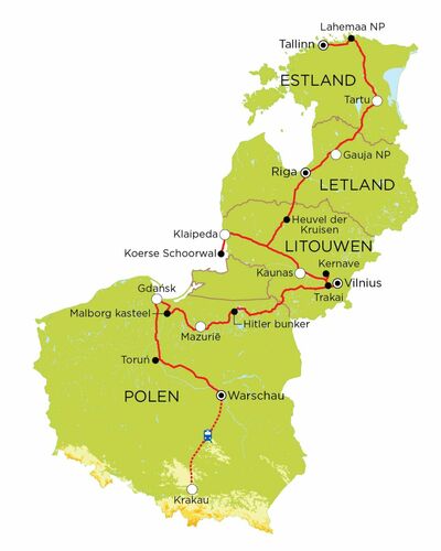 Routekaart Polen & de Baltische Staten, 20 dagen