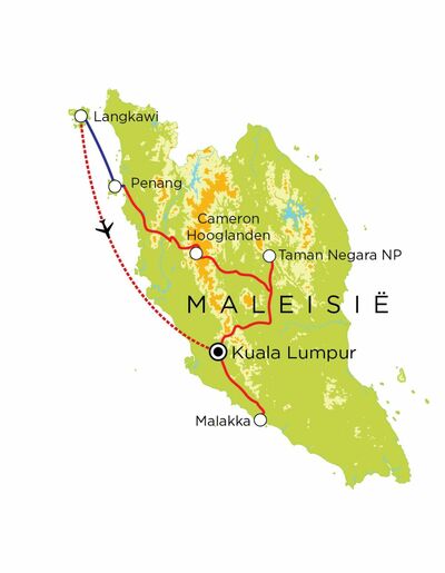 Routekaart Maleisië, 20 dagen Routekaart Maleisië, 20 dagen