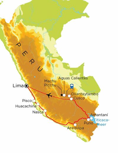 Routekaart Peru, 21 dagen