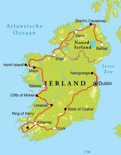 Routekaart Rondreis Ierland & Noord-Ierland, 12 dagen Routekaart Rondreis Ierland & Noord-Ierland, 12 dagen